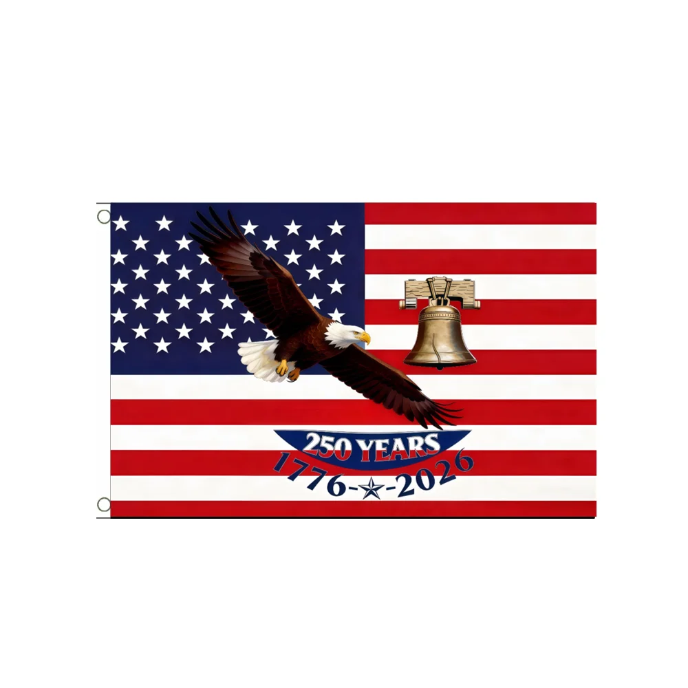 

USA 250th Anniversary Flag 2x3ft 3x5ft 1776-2026 American Flag with Bald Eagle & Liberty Bell, Patriotic US Banner Outdoor Decor