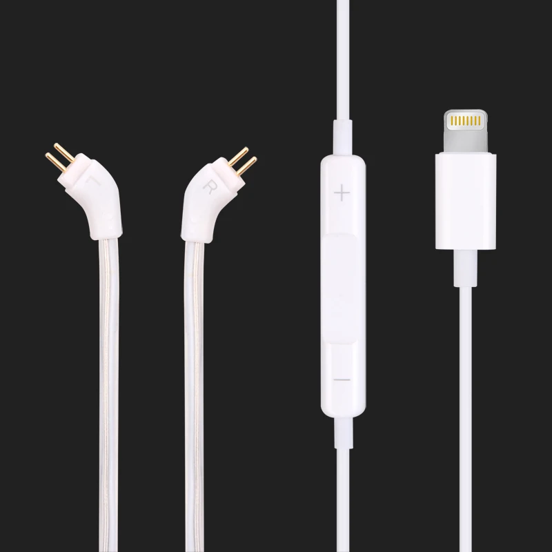 0.78mm 2 핀 CIEM 커넥터 헤드폰용 마이크가 있는 오디오 케이블-Universal FIT iPhone Xs/XR/X/8 Plus/8/7/7 Plus