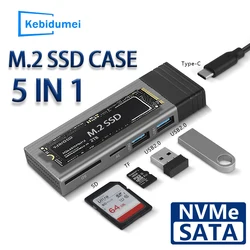 M2 SSD Case NVME SATA Dual Protocol M.2 to USB Type C Hub SSD Adapter PCIE NGFF Disk Box USB C Splitter Support Macbook Pro