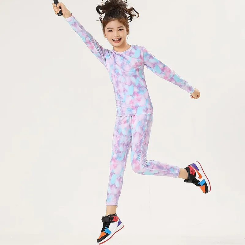

Kids Football Sets Children Boy Girl Fitness Basketball Running Exercise Training Sports Soccer Bottoming Top Tee + Legging Pant