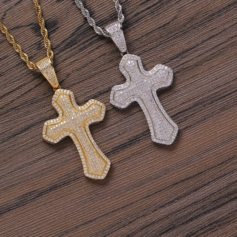

Креативное ожерелье унисекс с крестом из циркона, аксессуар в стиле хип-хоп, медь, инкрустированный цирконом, модные многослойные украшения