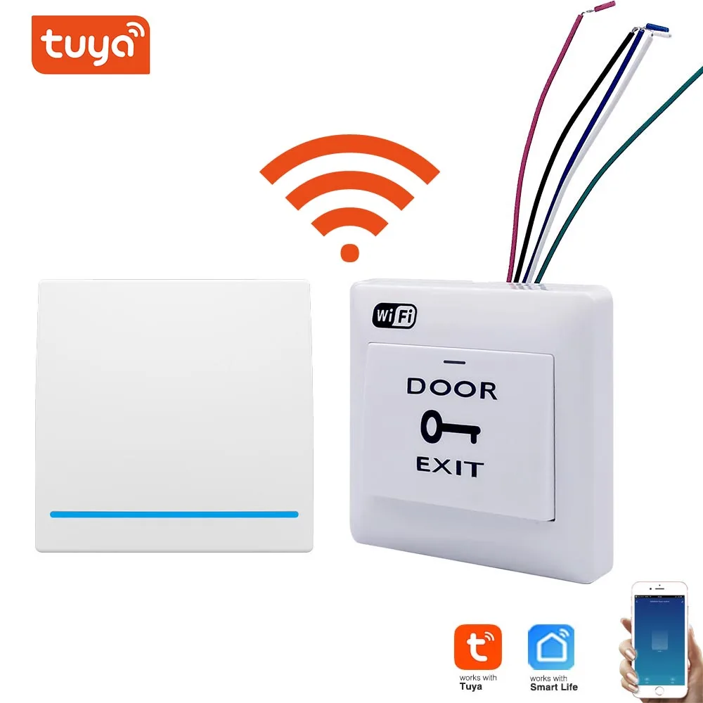 Tuya Wifi Smart Switch Door Exit Push Release Button Smart Switch For Access Control System Remote Control For Tuya Smart Life