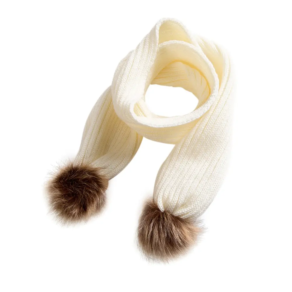 

Ball Winter Scarf 110X16Cm Cute Knitted Neck Wrap For Kids Soft Warm Acrylic Cartoon Shawl For Cold Weather