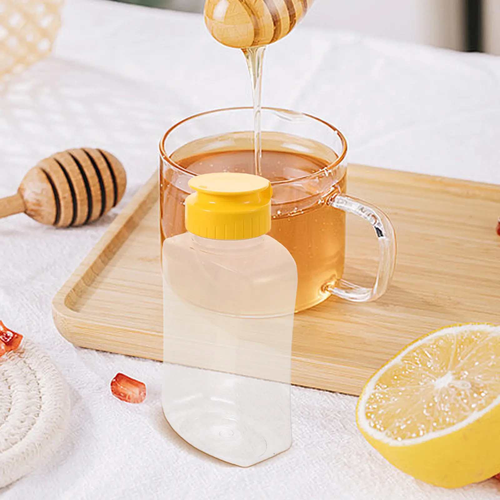 4Pcs 180Ml Plastic Honey Dispenser Squeeze Bottle Leakproof Portable Refillable Transparent Kitchen Travel Picnic Condiment
