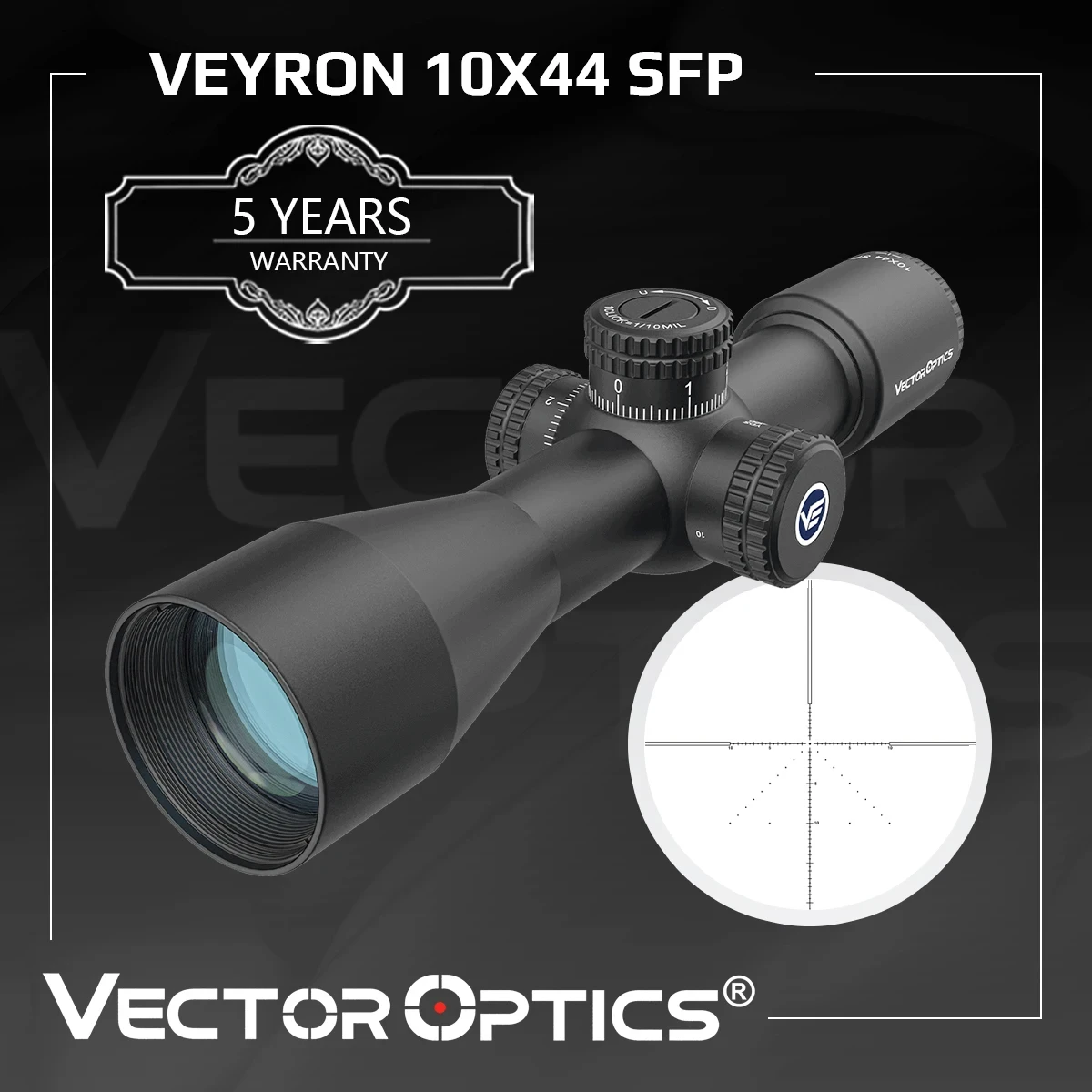 Vector Optics Veyron 10x44 SFP Compact Riflescope Ultra Short 245mm 9.7in Design For Compact Air Guns&Light Weight Firearms