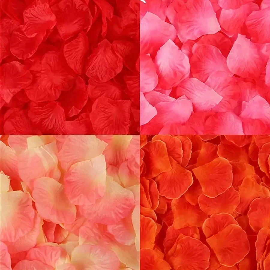 100 Stück Seidenrosenblätter, künstliche, farbenfrohe Blumen, romantische, warme Tischdekoration, Hochzeits- und Partydekoration. – Detail 3