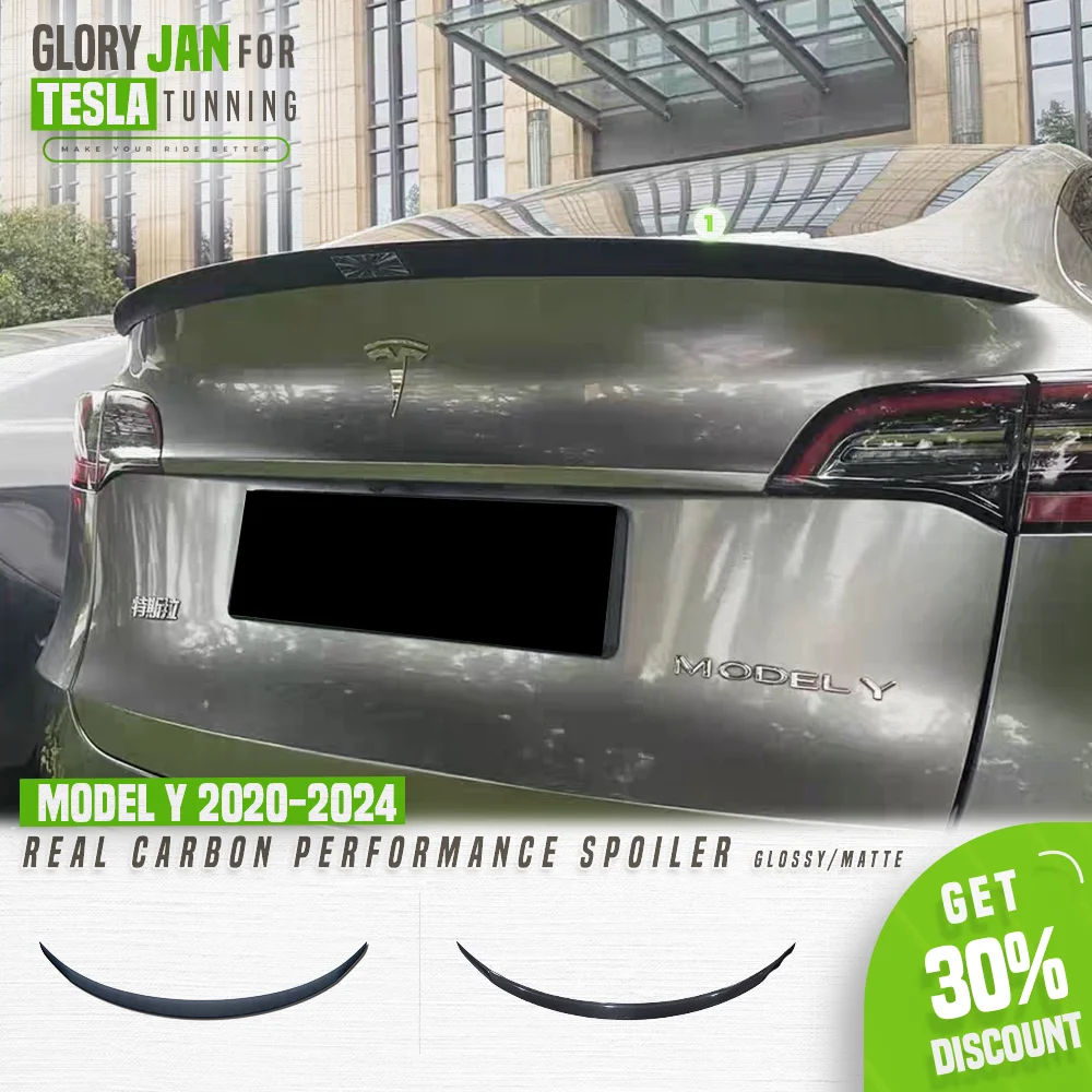 New Performance Version Real Carbon Fiber Spoiler For Tesla Model Y 2020-2024 Rear Trunk Lid Wing Musk Sign Auto Accessories