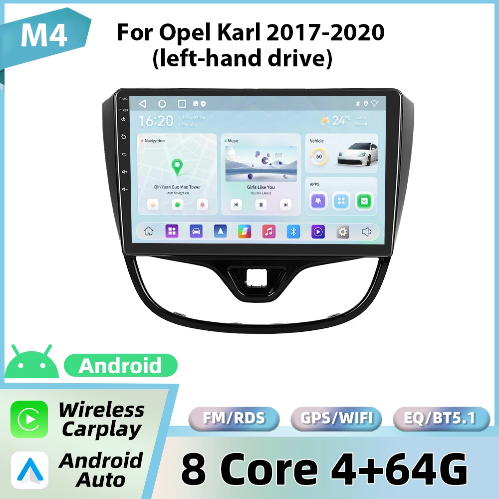 Podofo Draadloze Carplay Android Auto Radio Voor Opel Karl 2017-2020 (links) Auto Intelligente Systemen GPS BT FM/RDS 2din Autoradio