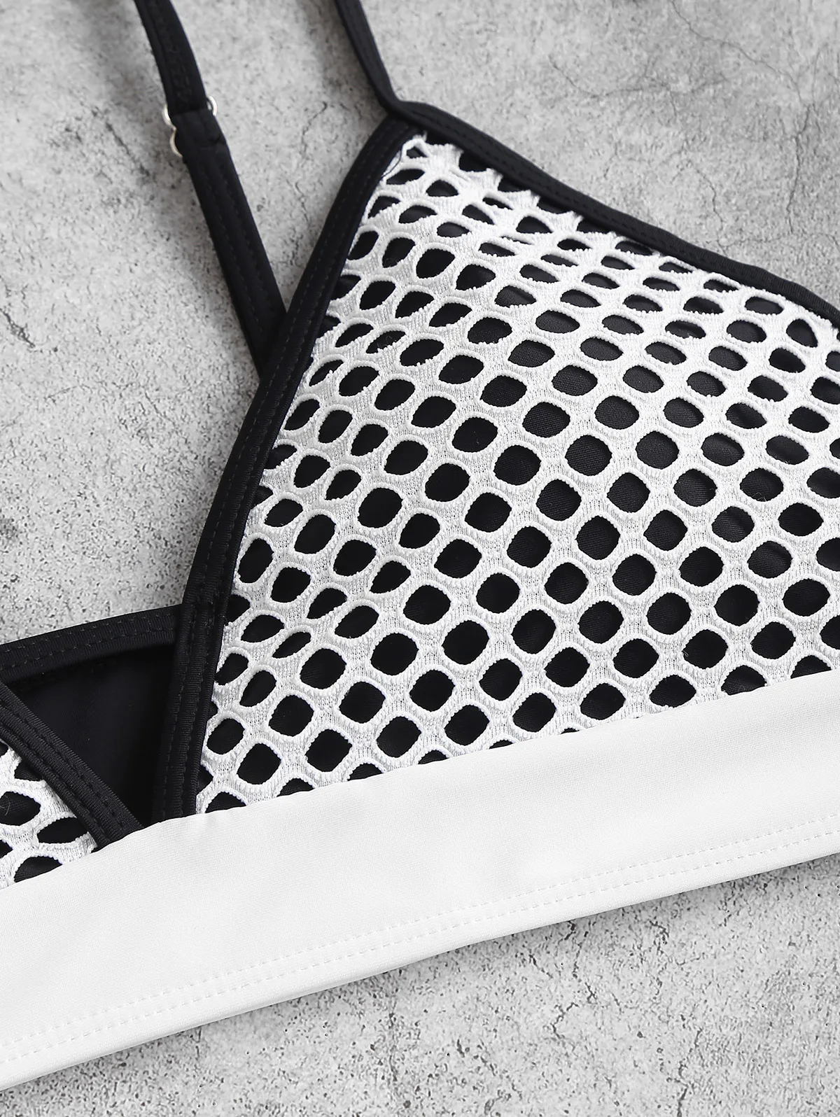 ZAFUL women's swimsuit Fishnet Openwork Cheeky Cami Tankini Swimwear