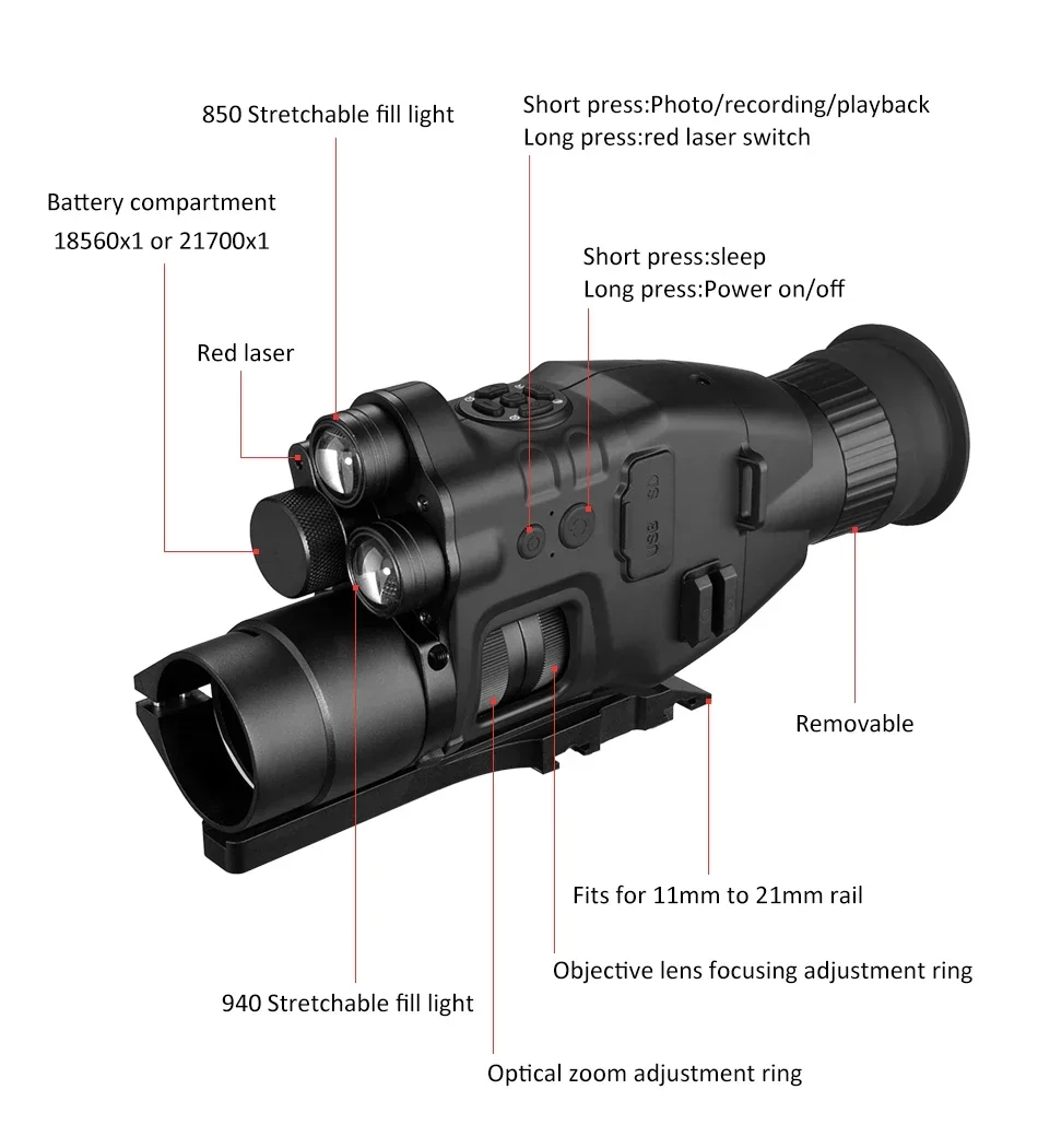 Mejor precio Monocle 1080P visión nocturna imagen de calor miras de visión nocturna alcance de visión nocturna para caza para viajar