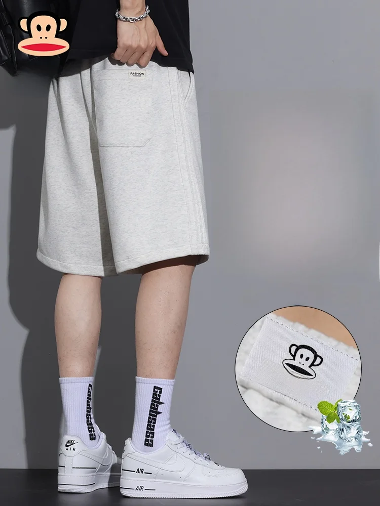 

PaulFrank Large Mouth Monkey Knitted Five-Point Sports Pants Men Summer Loose Straight Casual orts Breathable Lightweight
