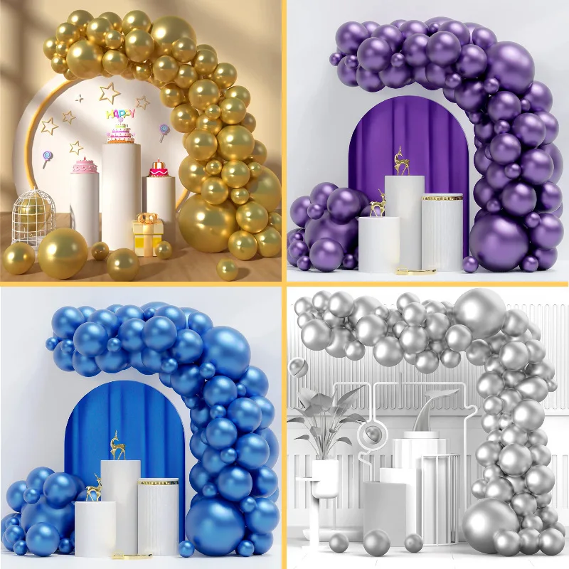 

5''10''12''18InchMetallic Gold Silver Purple Ballon Wedding Happy Birthday Latex Balloons Metal Chrome Balloon Air Helium Baloon