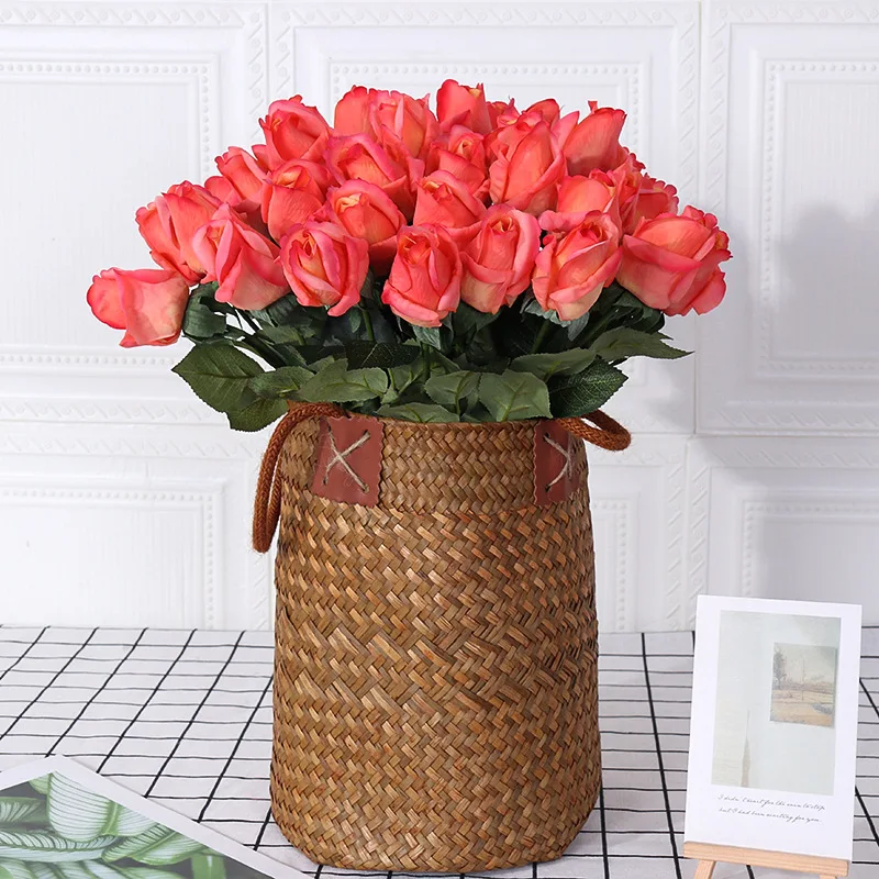 46CM Hand Moisturizing Rose Artificial Single Rose Bud Valentine's Day Gift Wedding Decoration Home Decoration Flowers