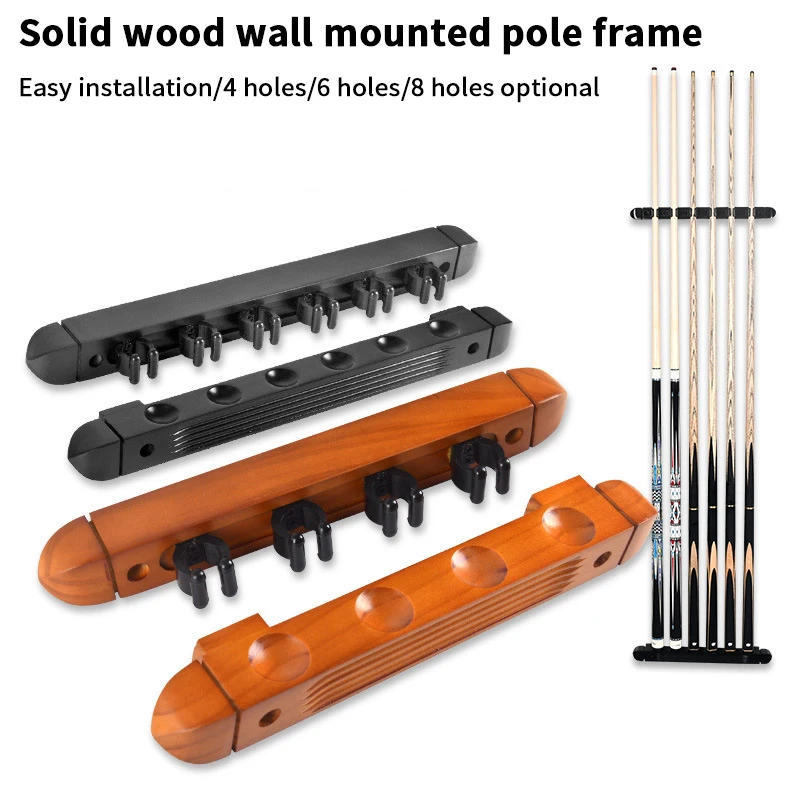 

1Pc 6 Holes Wall Hanging Solid Wood Billiard Cue Rack Pool Cue Holder Club Storage Rack Billiards Accessories