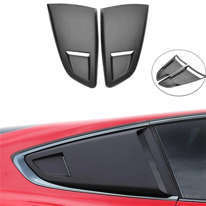 Matte Black 1/4 Rear Side Vent Quarter Window Louver Shutter Cover Trim for 2015-2022 Ford Mustang