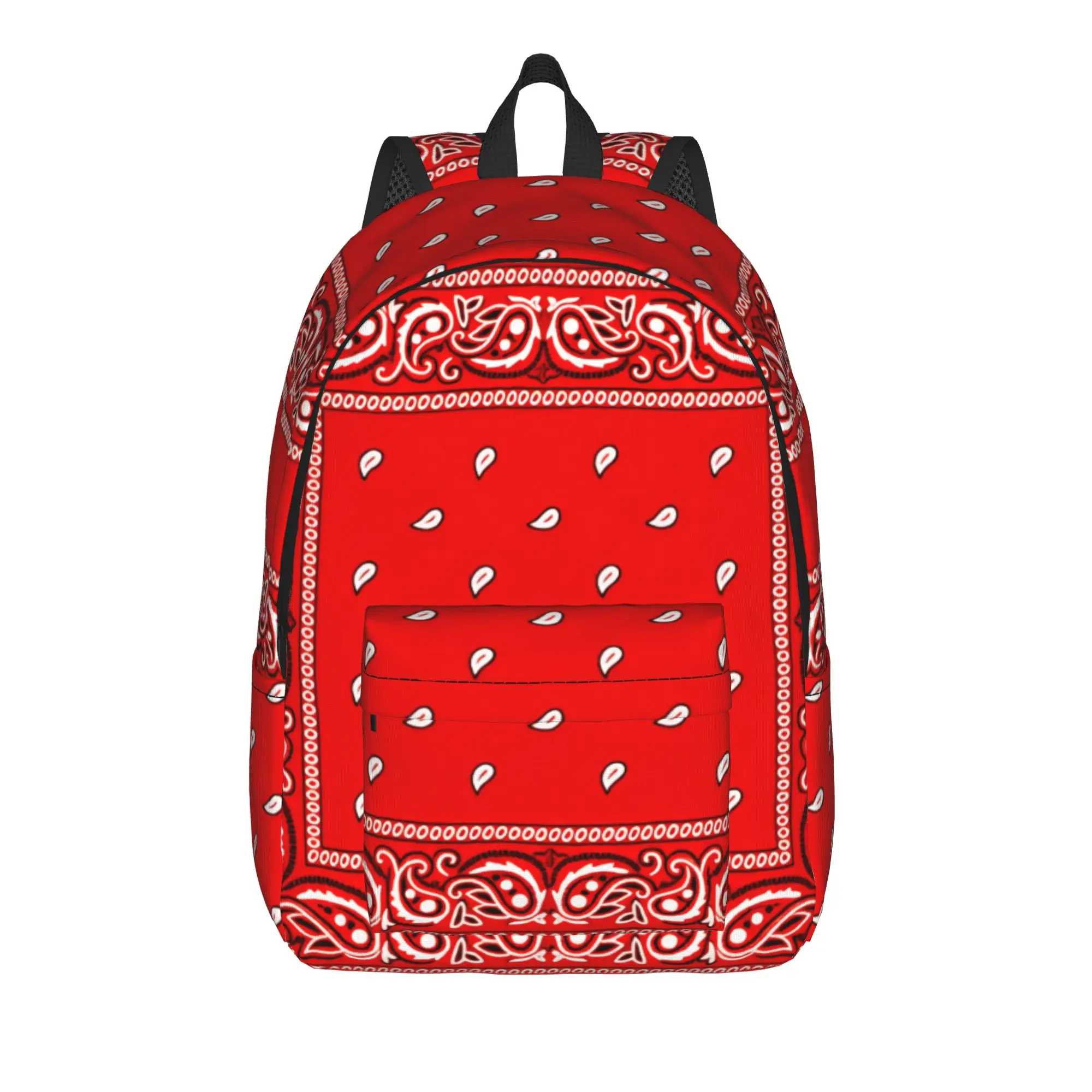 Red Paisley Bandana Backpack Men  Pattern Backpacks Polyester Pretty High School Bags Sport Custom Rucksack