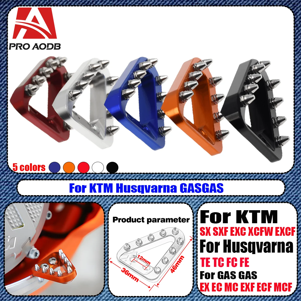 

Motorcycle CNC Rear Foot Brake Pedal Lever Step Tip Plate For Husqvarna TE FE TX FX TC FC KTM XC XCF XCW SX SXF EXC EXCF TPI 6D