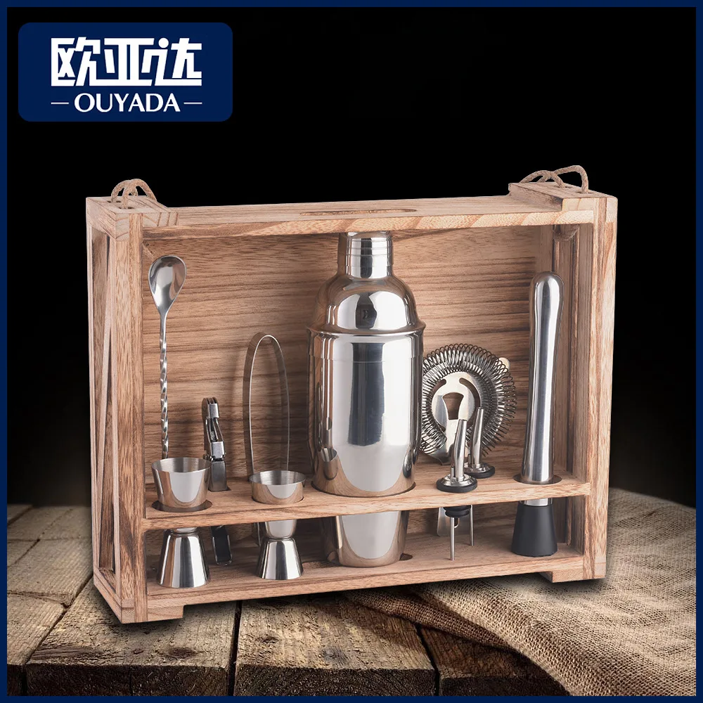 

Suitable for bar shaker organizer rack cocktail mixing set wholesale combo tool amazon barware gift box set