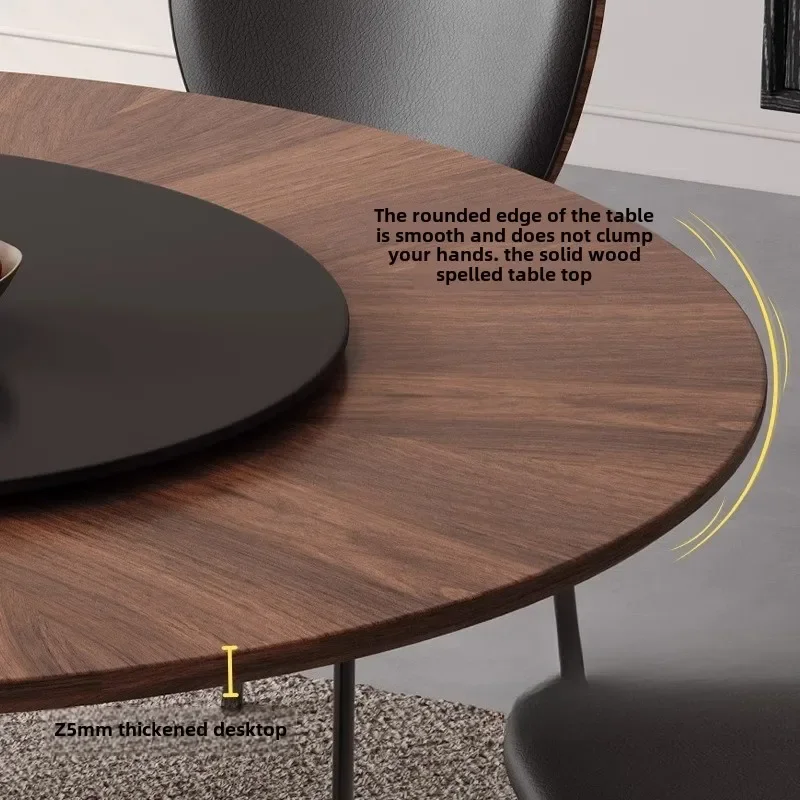 Medieval dining ta ble parquet solid wood medieval round ta ble chair carbon steel designer new small apartment rock slab round