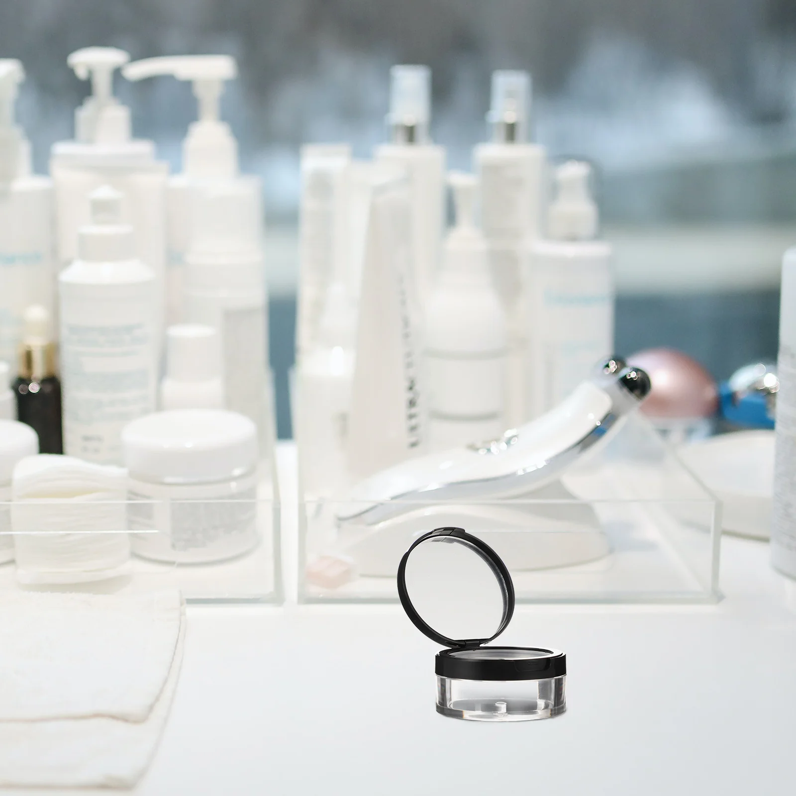 

4Pcs Flip Cover Loose Powder Compact Case Durable Makeup Storage Container Reusable Cosmetics Powder Box for DIY Blusher