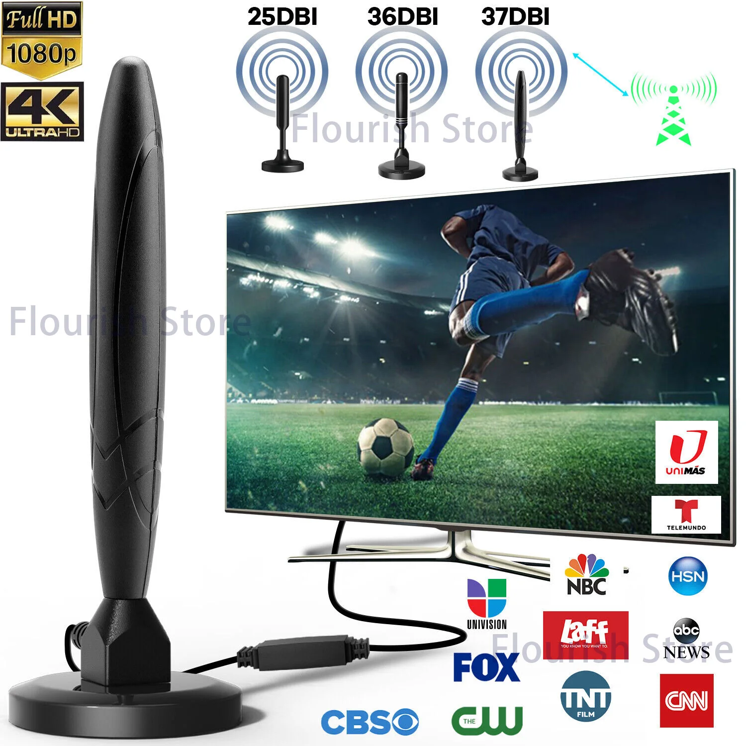 5600 Miles Digital TV Antenna HDTV Amplified 4K 1080P Waterproof Outdoor Indoor