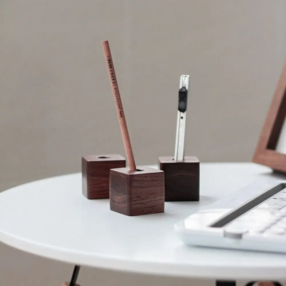 Pen Storage Box Wooden Single Pen Holder Desktop Storage Black Walnut Desktop Pencil Holder Multi-functional Beech