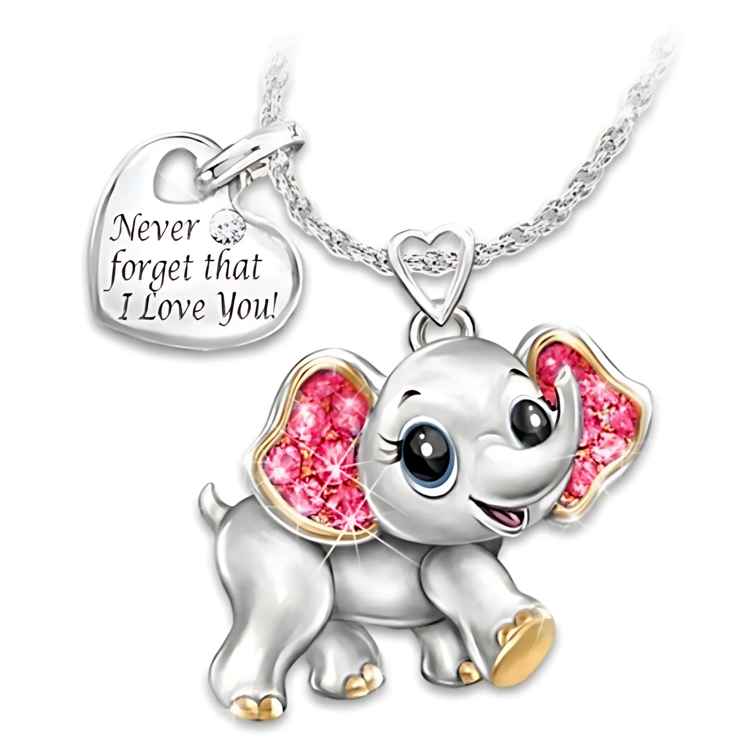 Cute Elephant Necklace with 'I Will Never Forget You' Engraving Wish European Style Fashion Jewelry Wish List Top Seller
