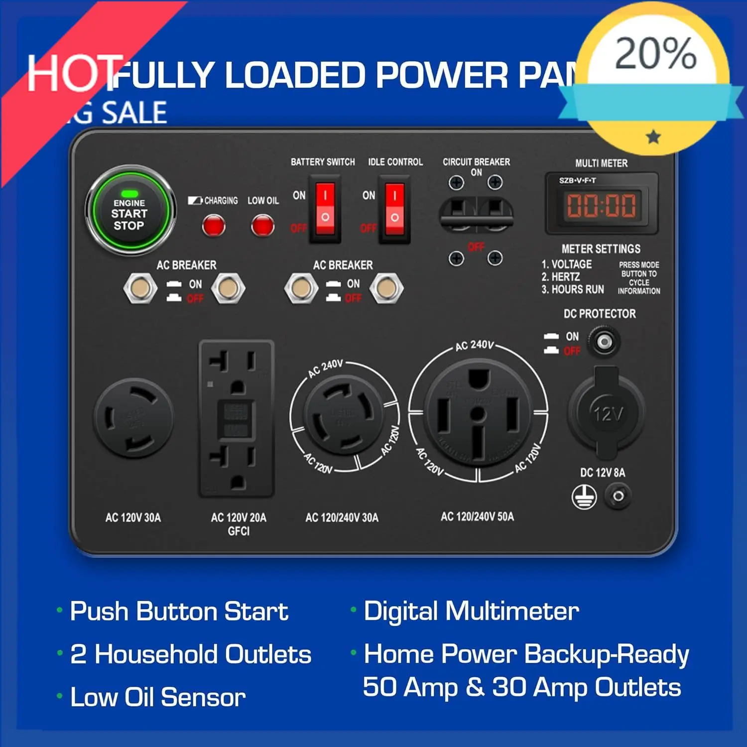 

(XMSJ)XP13000EH 13,000-Watt Dual Fuel Portable Generator - Gas & Propane, Electric Start, Whole Home Backup Power, Transfer Swit