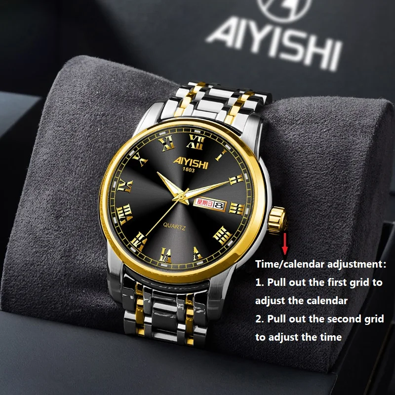 Stainless Steel Waterproof Non-mechanical New Business Quartz Men\'s Watches Steel Band Women\'s High-end Luxury Man Watch Gifts