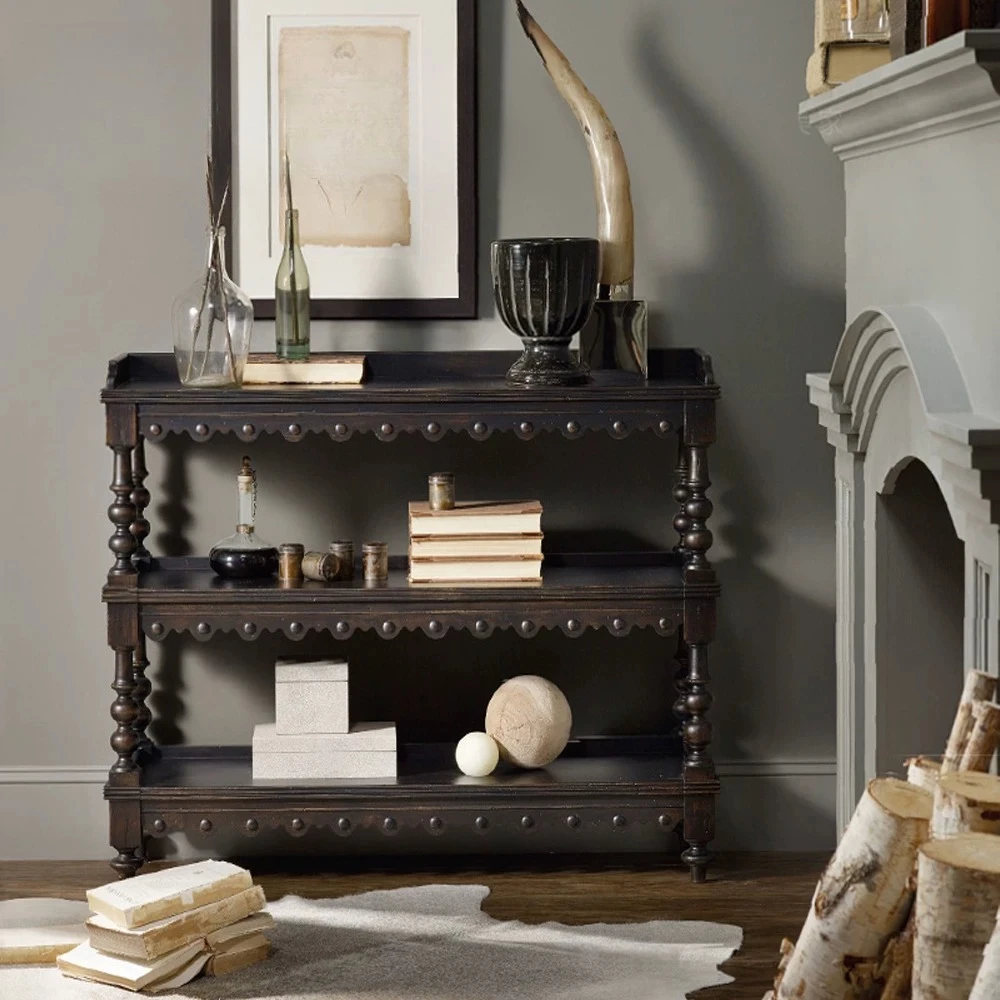 Solid Wood Multi Layer Shelf  Entryway Console Table Storage Cabinet Sideboard Living Room Side Table