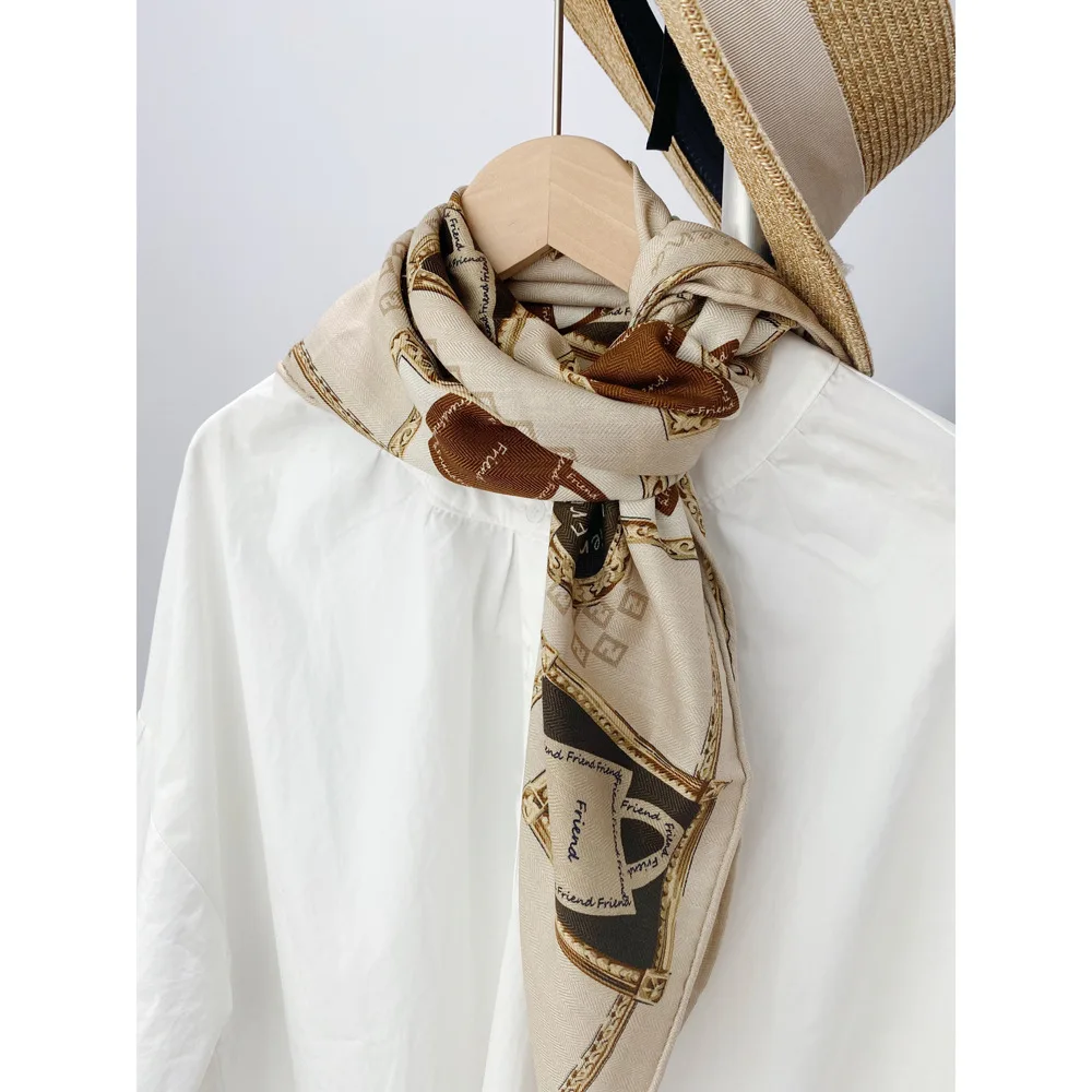 Szal z mieszanki jedwabiu i wełny, ciepły szalik zimowy, damskie szale, ręcznie rolowane chusty, kwadratowe bandany, akcesoria odzieżowe, 65 cm x 65 cm