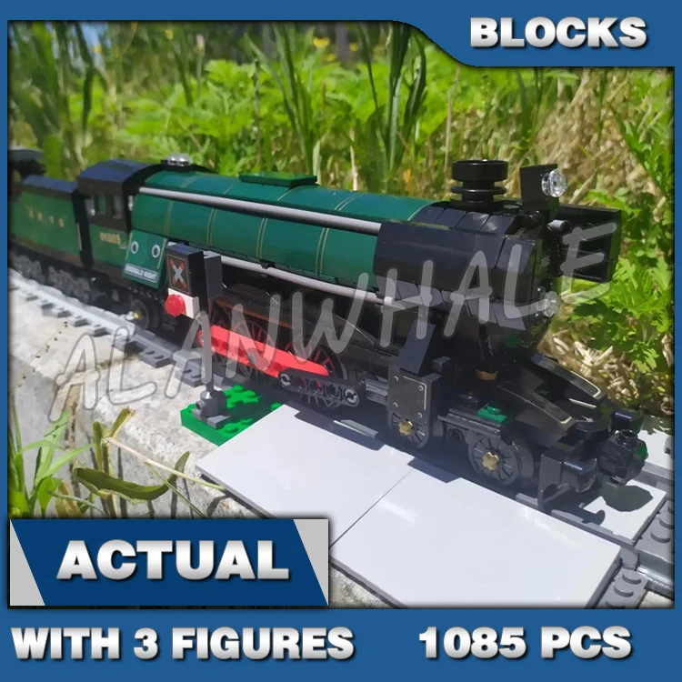 1085pcs Creative Expert Emerald Classic-styled Train Night Steam Locomotive 21005 Building Blocks Sets Compatible With Model