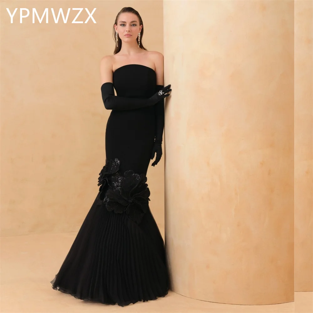 Customized Evening Dress Formal Party Occasion Prom Gown YPMWZX Strapless A-line Floor Length Skirts Bespoke  Dresses Wo