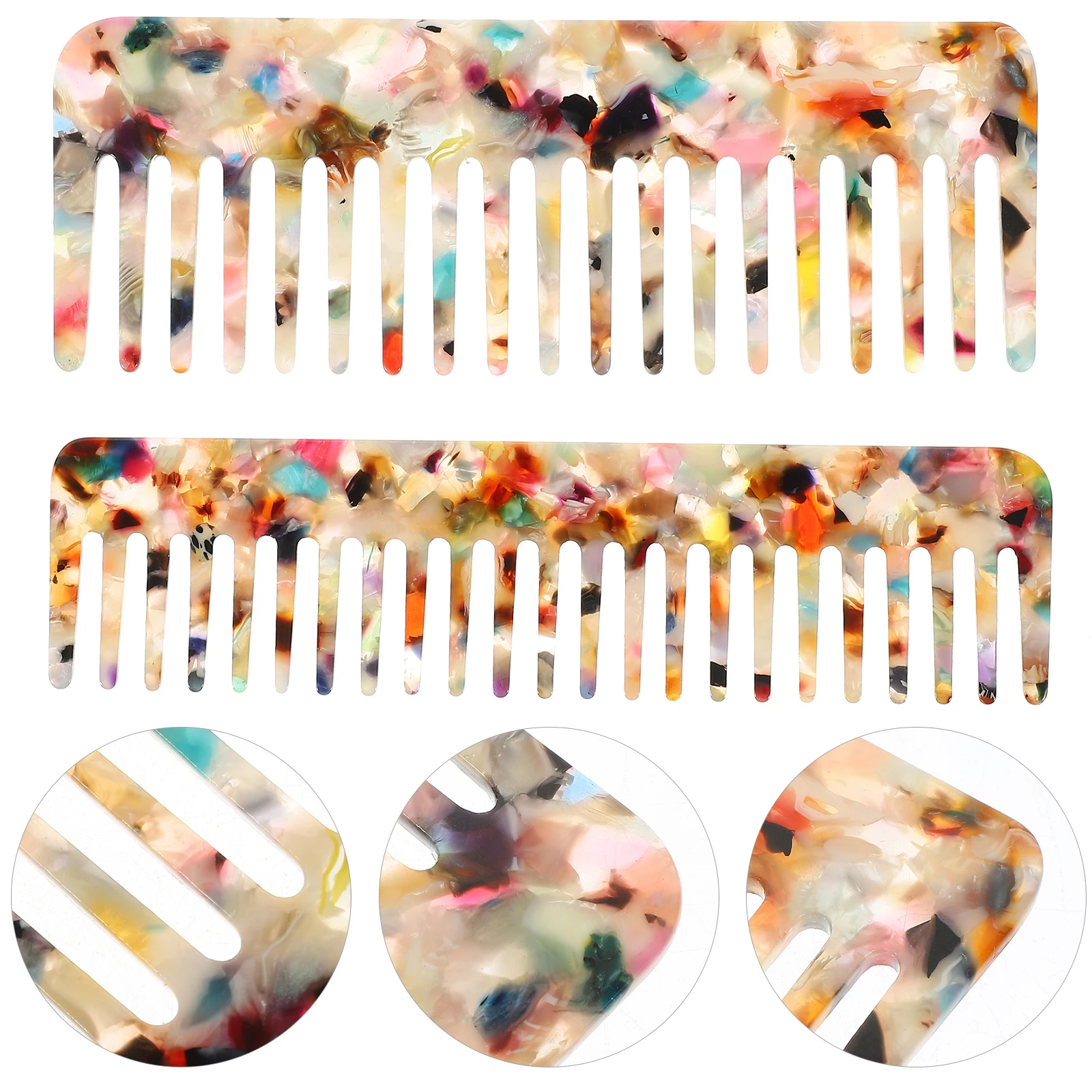 

2Pcs Premium Marble Finish Hair Comb Wide Tooth Design for Thick Curly Hair Gentle Detangling Combs for Women Men Daily Styling