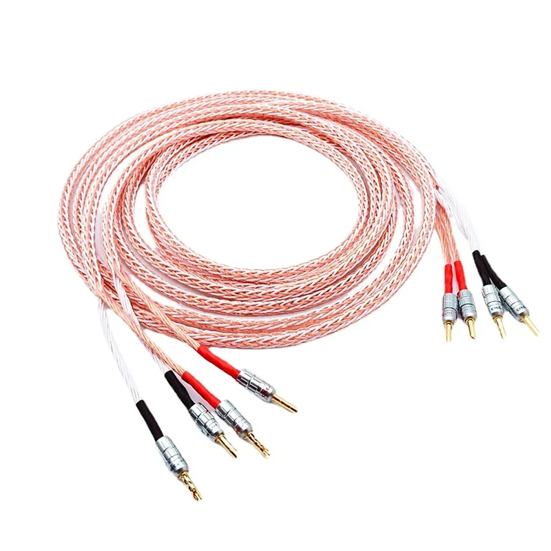 Pair 12TC Bi-Wire Speaker Cable Banana Plug Speakon Copper HiFi Audio Amplifier Loudspeaker Wire