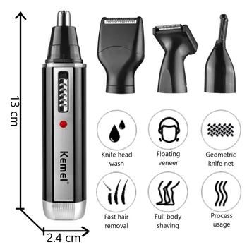 4in1 Rechargeable Nose Trimmer Beard Trimmer for Men Ear Eyebrow Nose Hair Trimmer for Nose and Ear Hair Removal Clean Machine 2