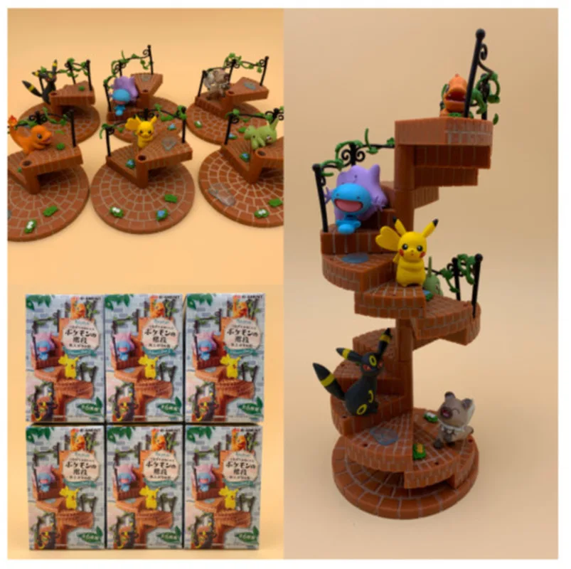 

6 вращающихся лестниц Pok é Mon первого и 2-го поколения, коробка для яиц, модели для яиц, коллекция украшений для рабочего стола