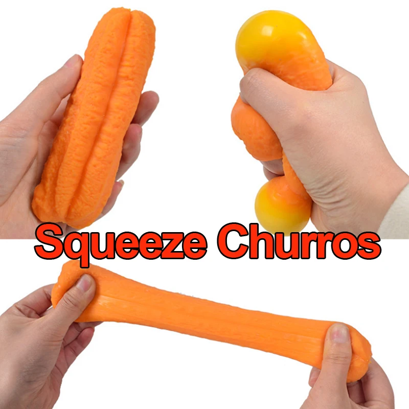 

2pcs Creative Anti-Stress Toy Breakfast Churros Squeeze Fidget Toys Squishy Play Pranks For Kids Adults Gift Prop J202