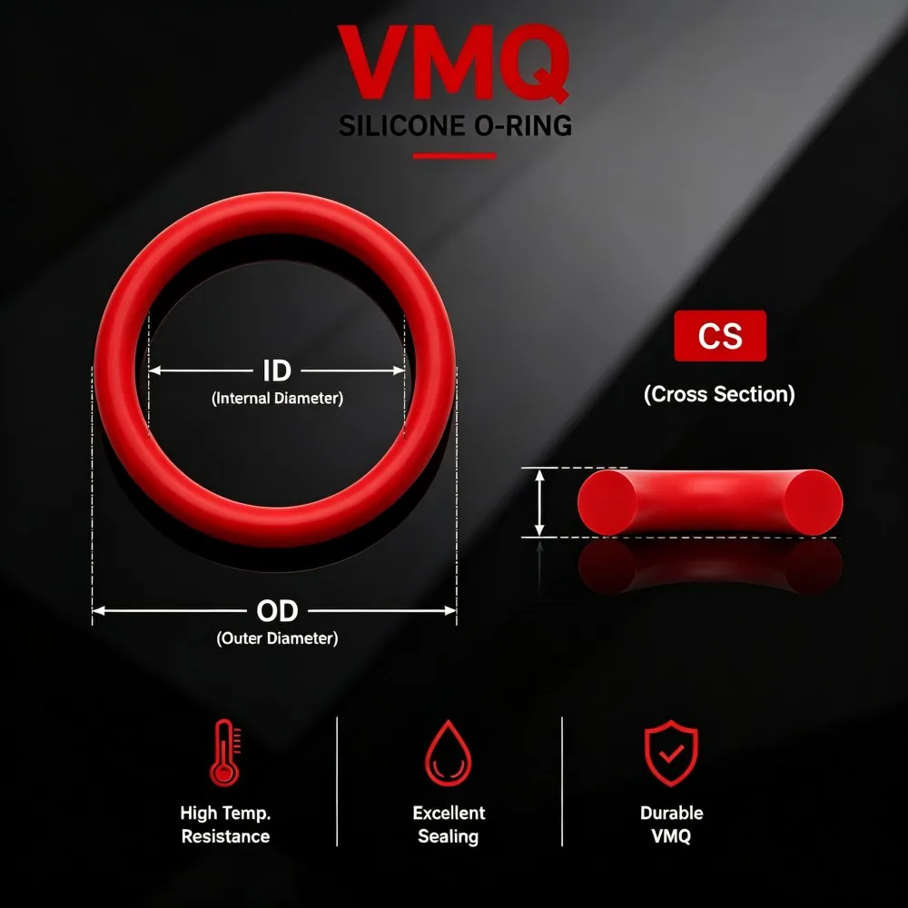 Red VMQ Silicone O Ring Kit 225Pcs Food Safe Non-Toxic High Temp Waterproof Sealing Gaskets CS1.9/2.4mm for Home& Industrial Use