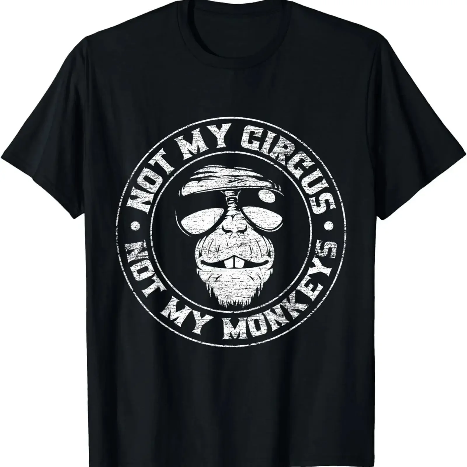 Not My Circus Monkeys Funny Animal Cool T Shirt vintage Washed designer clothes Versatile Stylish graphic Stretched streetwear