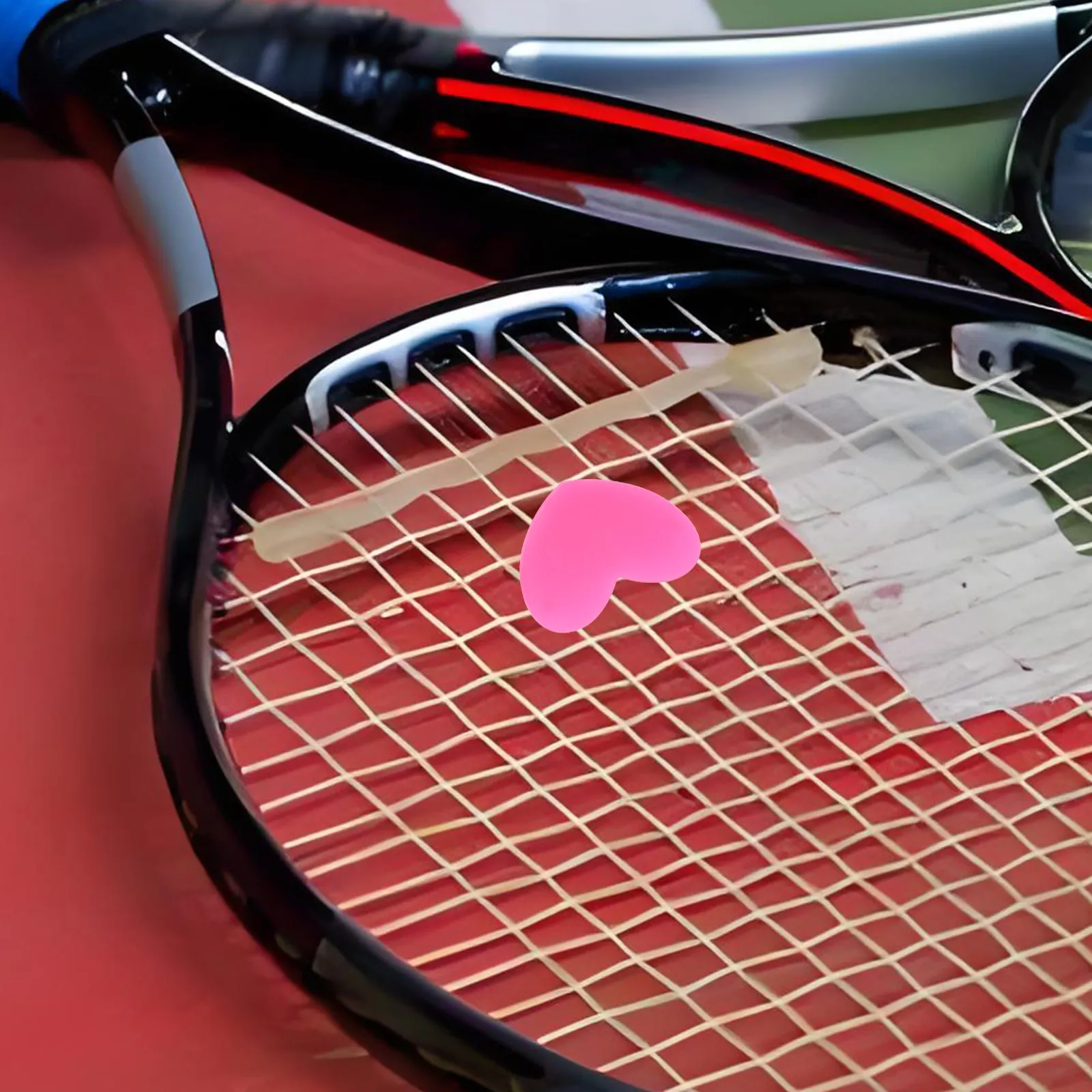 

6Pcs Silicone Tennis Racket Dampeners Heart Shape Vibration Absorbers Red Rosy Improve Control Comfort Suitable for All Tennis