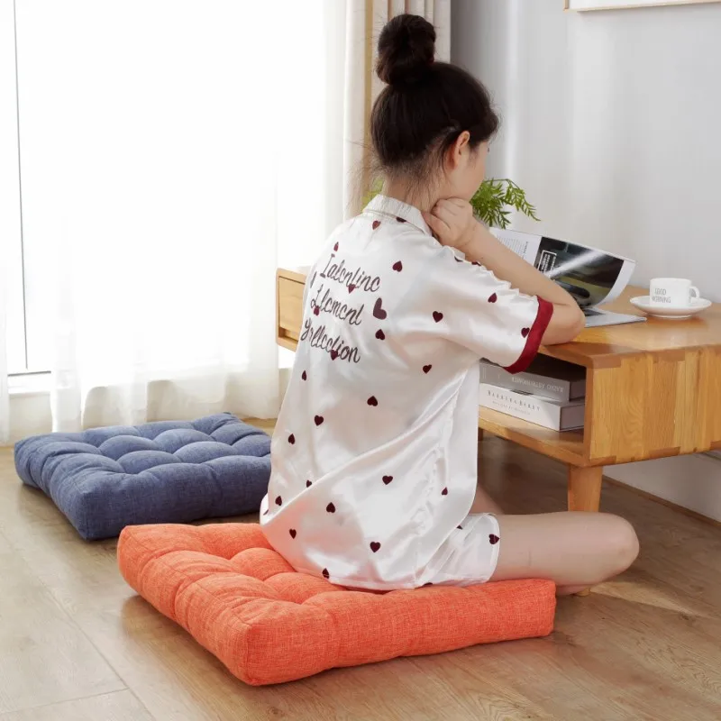 

Inyahome Floor Seat Cushion Cotton Linen Mats Thicken Office Chair Pad Tatami Casual Seat Yoga Pillows for Kids Reading Cushion