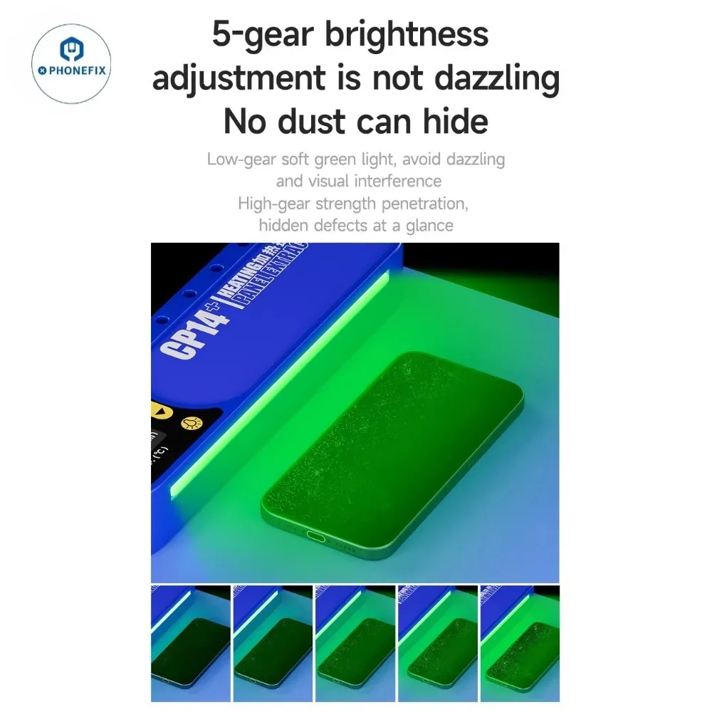 Separador de pantalla LCD mecánico CP14 +, luz LED de detección de polvo, almohadilla de silicona de calentamiento rápido de doble capa, herramienta de reparación de teléfonos móviles
