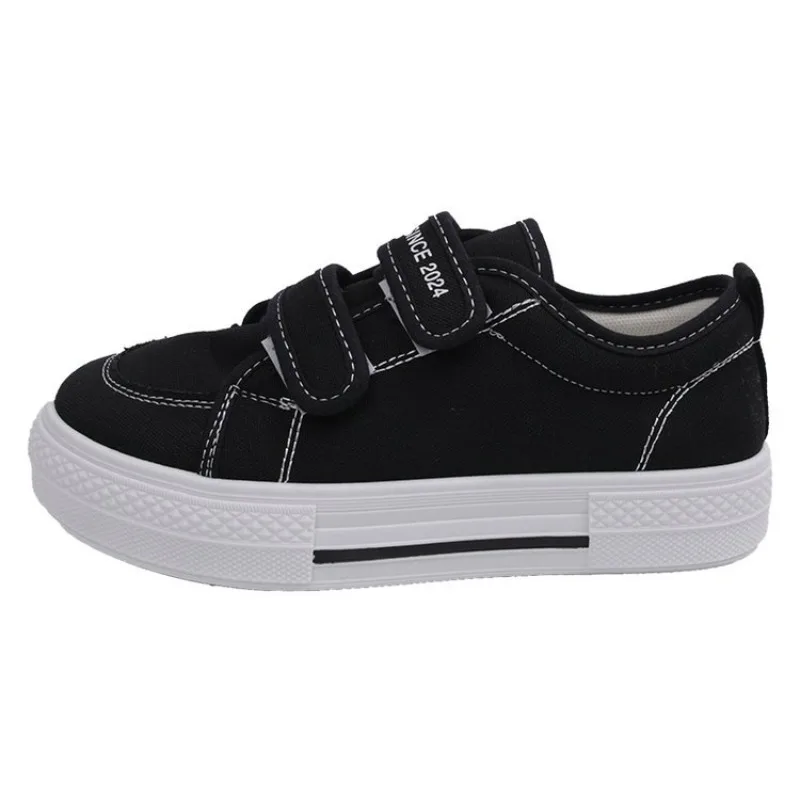 Black Canvas Sneakers Skate Shoes for Women Hook and Loop Suede Casual Shoes Girls Sneaker Tenies Zapatillas Hombre