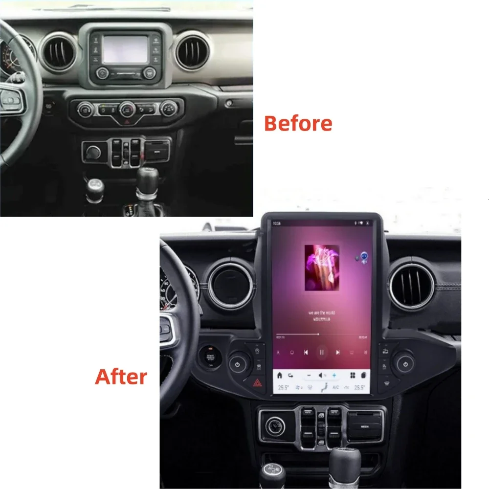 

13.6 Inch Vertical Screen Car Radio Carplay For Jeep Wrangler Rubicon 2018 2019 2020 2021 Android 11 Head Unit Auto GSP Player