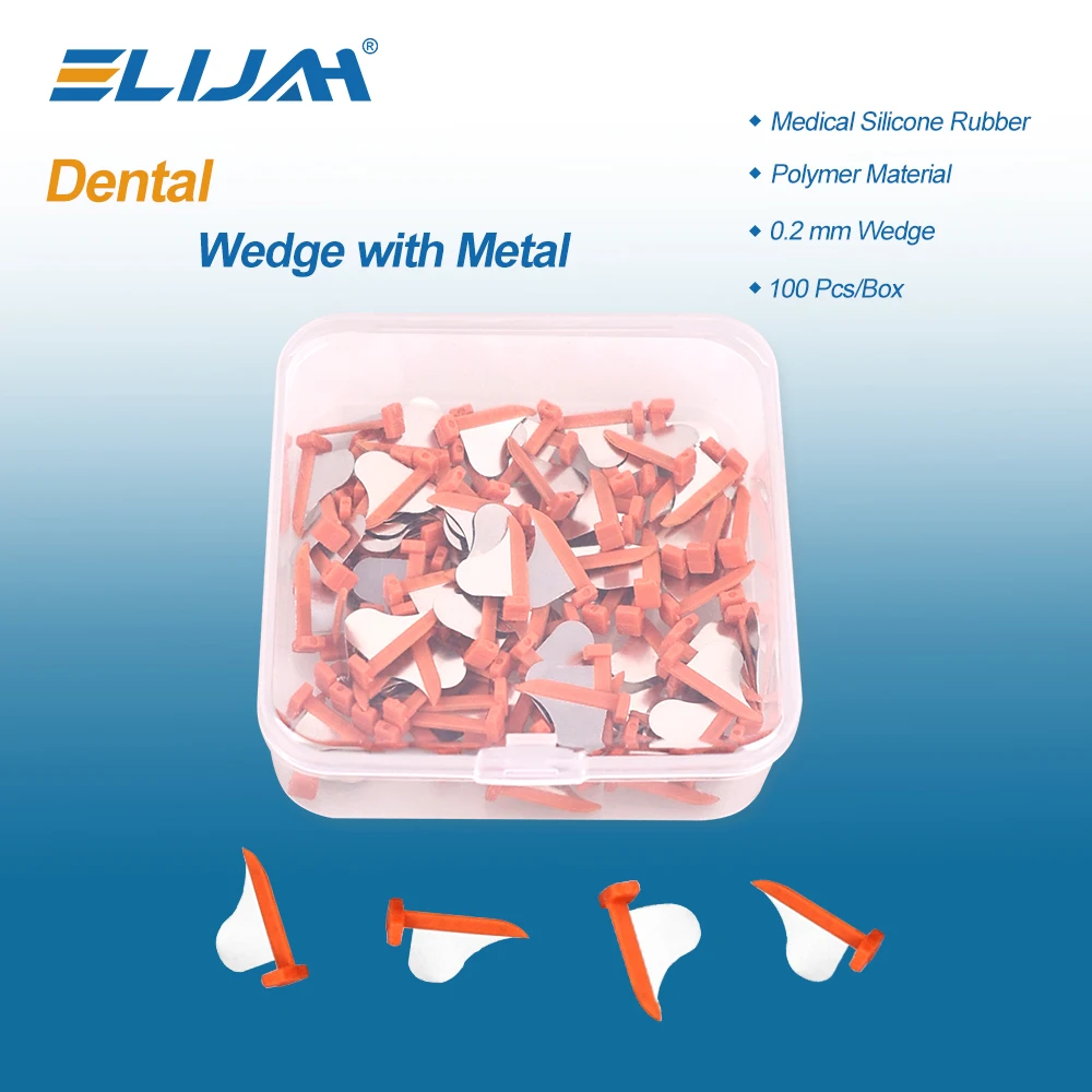 

ELIJAH Dental Metal Wedge Prime Teeth Interproximal Wedge Guard Plastic Wedge with Metal Knife Dentistry Consumables