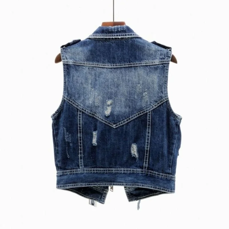 Denim Vests Women Trendy Korean Style Zippers Vintage Spring All-match Daily Streetwear College Fashion New Design  Chic