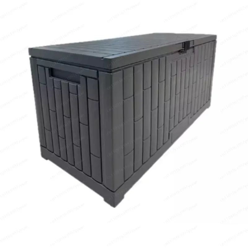 Caja de almacenamiento exterior para polvo, caja de almacenamiento para terraza junto a la piscina, para patio, jardín, camping, con orificio para llave