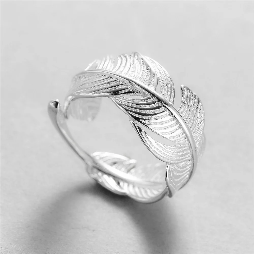 Korean Style New In Large Feather Rings For Women Gift Romantic Wedding Engagement Jewelry Accessories