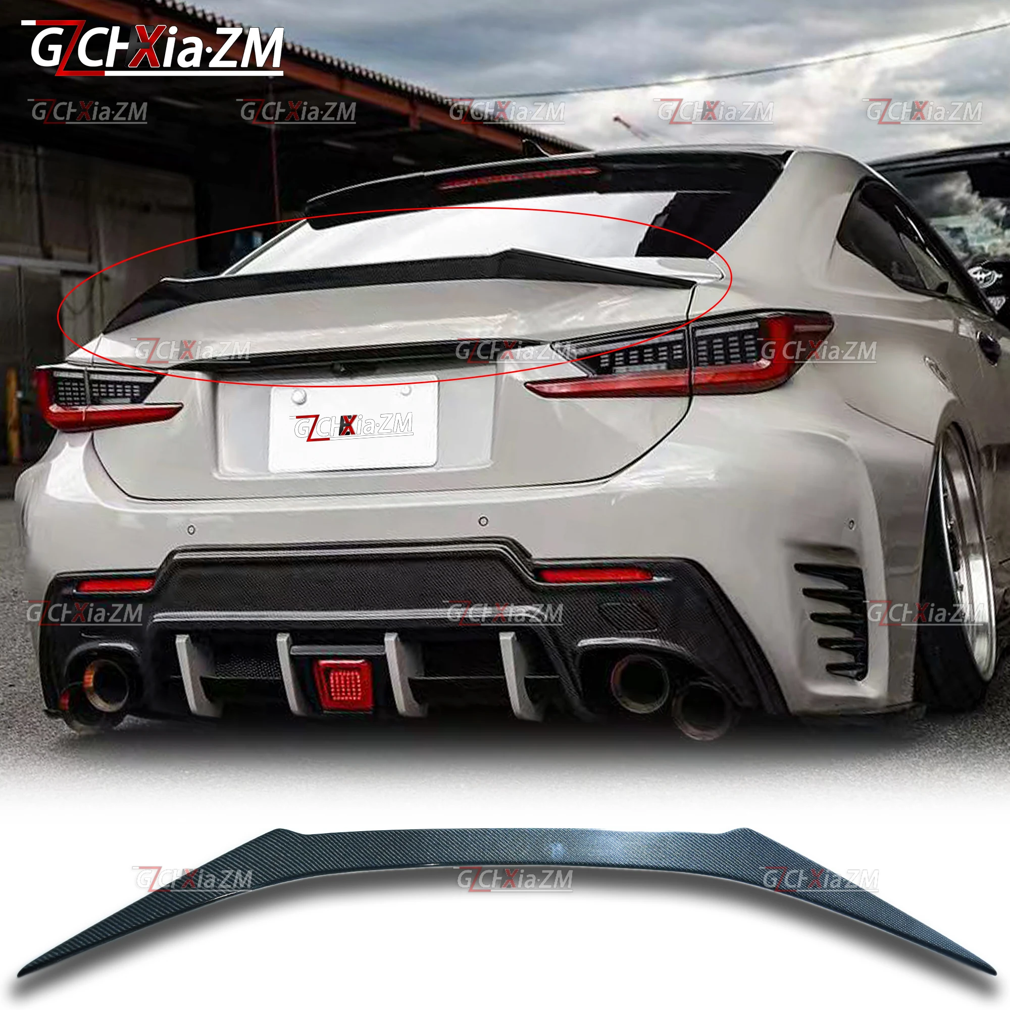 

For 2014-2025 Lexus RC Carbon Fiber Material Rear Spoiler Trunk Lid Diffuser Aerodynamic Kit Tail Wing Decoration Accessories